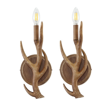 Cody 5.5" 1-Light Southwestern Bohemian Resin/Iron Faux Antler LED Sconce - JONATHAN Y
